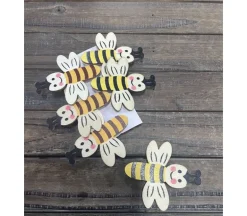 Wooden Bees on Clips – 6 Piece
