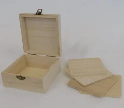 Wooden Box with 4 Coasters