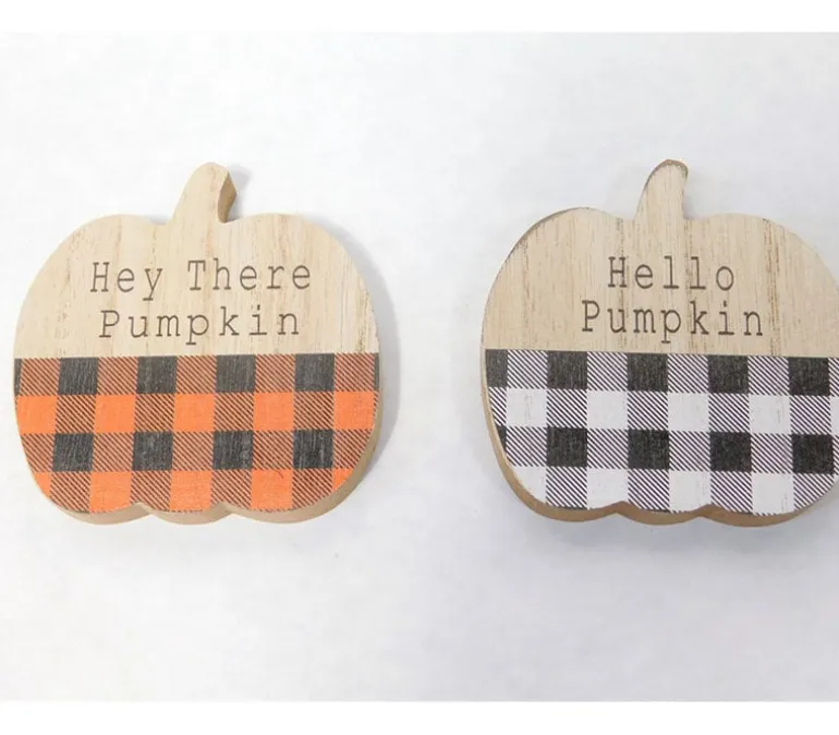 Wooden Pumpkin Set – 6 Piece – 3 Per Style