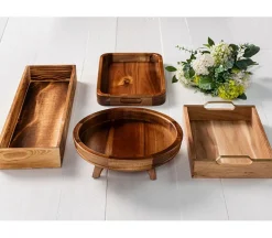 Wooden Tray with Metal Edge – Large