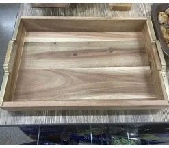 Wooden Tray with Metal Edge – Large