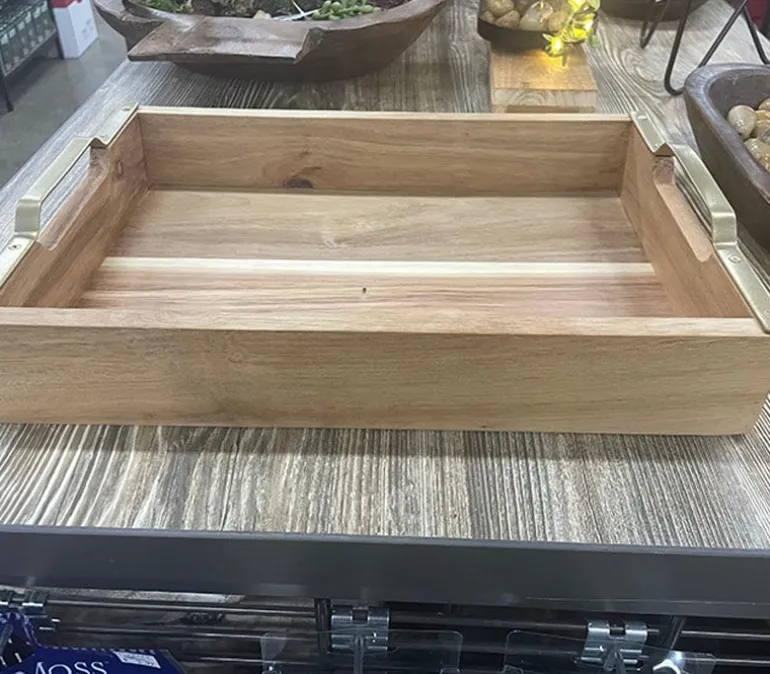 Wooden Tray with Metal Edge – Small