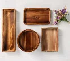 Wooden Tray with Metal Edge – Small