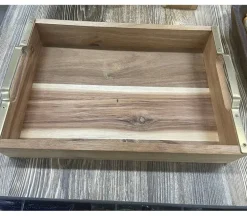 Wooden Tray with Metal Edge – Small