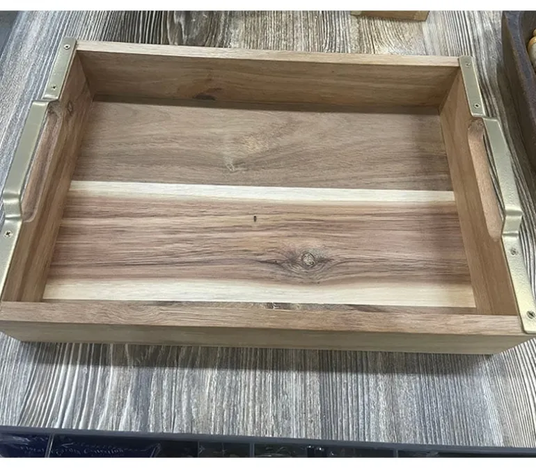 Wooden Tray with Metal Edge – Small