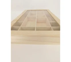 Wood Organizer with Clear Glass Top