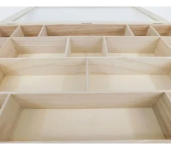 Wood Organizer with Clear Glass Top