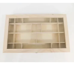 Wood Organizer with Clear Glass Top