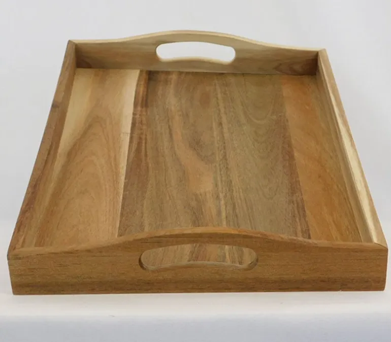Wood Tray with Inset Handles 18.5-inch x 13-inch x 2.5-inch