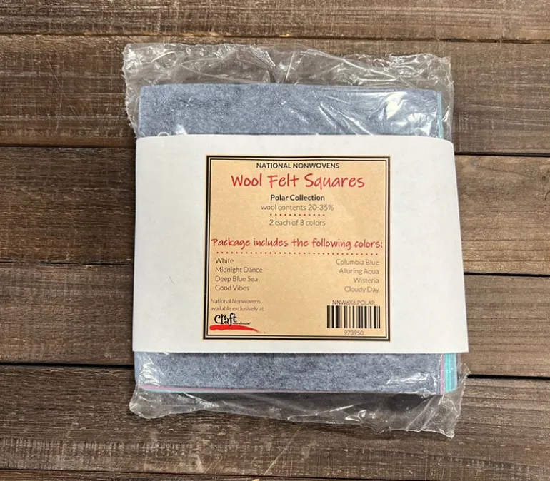 Wool/Rayon Blend Felt Squares Pack – 6-inch x 6-inch – Polar