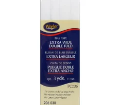 Wrights Bias Tape – Extra Wide Double Fold – White