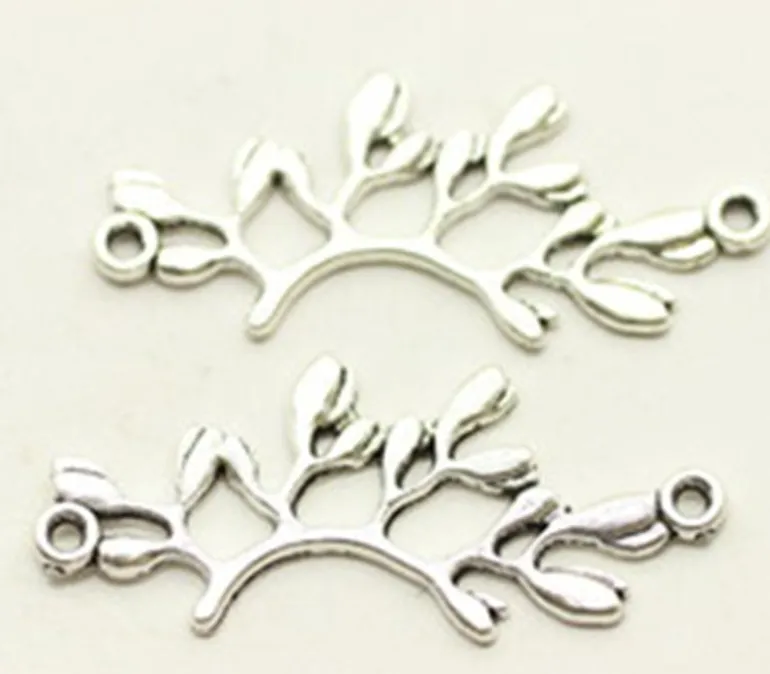 37x14mmLeaf Connector Double Sided – Antique Silver Plated