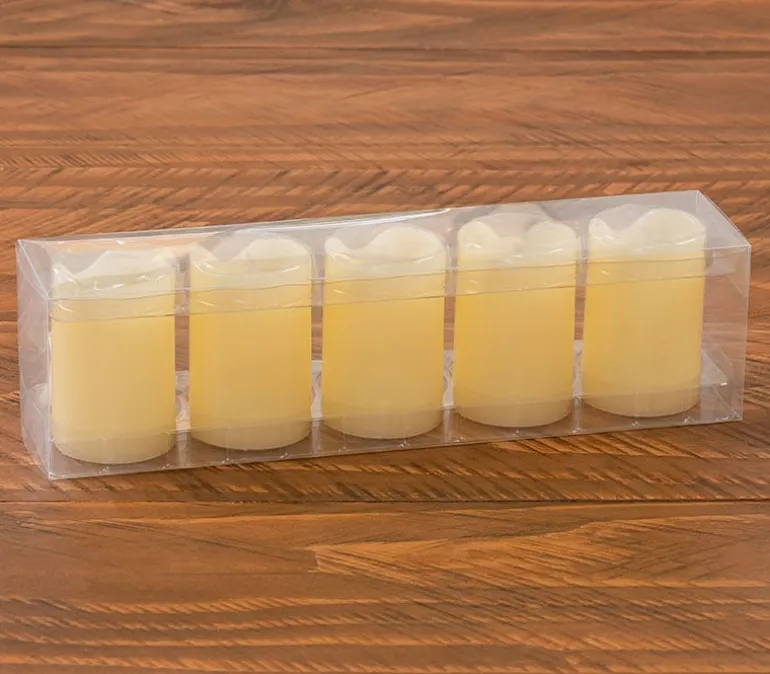 Yellow Flicker Pillar Candles – 5 Piece