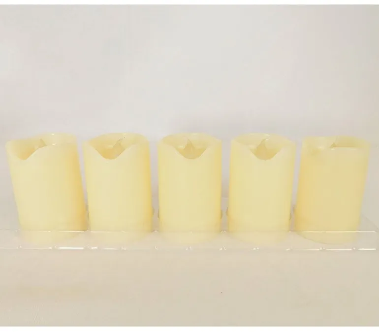Yellow Flicker Pillar Candles – 5 Piece