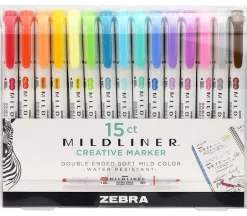 Zebra Mildliner Double-Ended Highlighter Set – 15 Piece