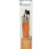 Zip N’ Close Brush Set, Bristle/Camel Round and Flat Brush Set – 5 Piece