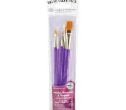 Zip N’ Close Brush Set, Gold Taklon Brush Set – 5 Piece