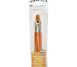 Zip N’ Close Brush Set, Gold Taklon Round Brush Set – 4 Pieces