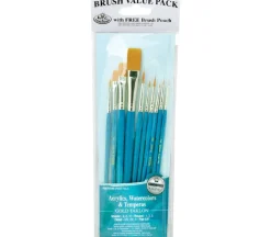 Zip N’ Close Brush Set, Gold Taklon Brush Set – 10 Piece