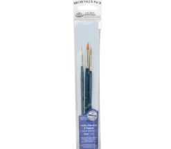 Zip N’ Close Brush Set, Gold Taklon Round Brush Set – 3 Pieces