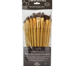 Zip N’ Close Brush Set, Soft Brown Taklon Brush Set – 12 Piece